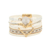 Bohemian Heart Rhinestone Magnetic Buckle Bracelet: Silver Gray-Silver / Alloy / ONE SIZE