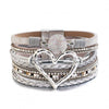 Bohemian Heart Rhinestone Magnetic Buckle Bracelet: Silver Gray-Silver / Alloy / ONE SIZE