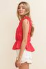 TIE TOP RUCHED TOP: Red / S