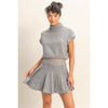 Turtleneck Top And Pleated Skirt Set