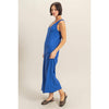 V-Neck Sleeveless Wide Leg Jumpsuit: COBALT