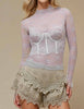 Lux Layering Floral Lace See Through Mesh Top Blouse: Agate Grey / M