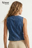 Tencel Acid Wash Denim Vest: Dark Blue / S
