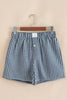 Red Plaid Gingham Printed High Waist Shorts: Red Stripe / 100%Polyester / XL