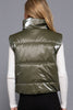 High Neck Zip Up Vest: olive / M