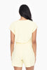 Brushed Hacci V-Neck Romper: LEMON
