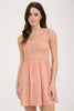 CLIPDOT BOW DETAIL SMOCKED SLEEVELESS MINI DRESS: WHITE
