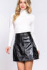 A-Line Coated PU Mini Skirt: black / L