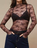 Lux Layering Floral Lace See Through Mesh Top Blouse: Brown / S