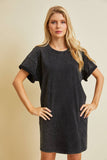 ED5378 PERFECTION TO A TEE, CLASSIC WASHED T-SHIRT DRESS: Black / L