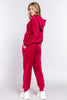Long Sleeve Faux Fur Hoodie Jacket & Jogger Pants Set: Mgt-Magenta / S
