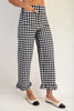 Gingham Ruffle Trim Straight Leg Pants