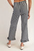 Gingham Ruffle Trim Straight Leg Pants