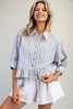 Striped Ruffle Peplum Hem Top