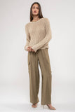 SHEER KNIT PULLOVER KNIT SWEATER: NATURAL