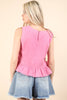 Side Tie Detail Ruffled Top: TOMATO