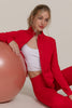 Long Sleeve Mock Neck Seam Detail Workout Jacket: RED/ L