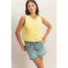 Textured Button-Front Vest With Pocket: PALE YELLOW