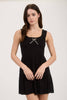 CLIPDOT BOW DETAIL SMOCKED SLEEVELESS MINI DRESS: WHITE