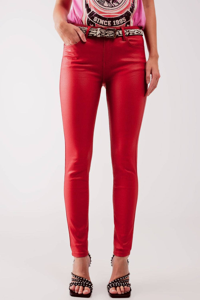 Coated pants in red: Red / Small