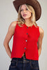 Button Down Front Sleeveless Vest