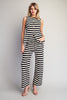 Scallop Stripe Knit Button Down Vest