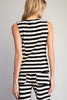 Scallop Stripe Knit Button Down Vest