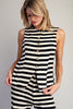 Scallop Stripe Knit Button Down Vest