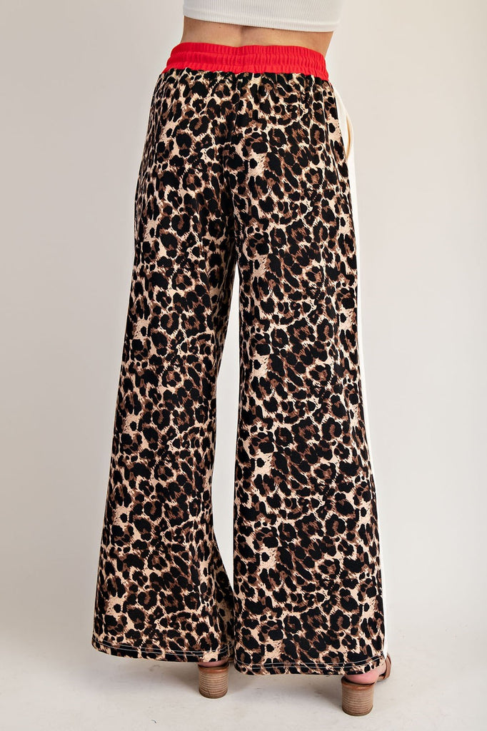 Contrasting Side Panel Leopard Pant