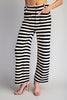 Scalloped Striped Knit Straight Leg Pants