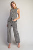 Scalloped Striped Knit Straight Leg Pants