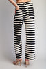 Scalloped Striped Knit Straight Leg Pants