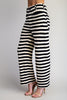 Scalloped Striped Knit Straight Leg Pants