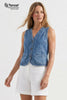Tencel Acid Wash Denim Vest: Dark Blue / S