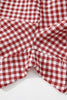 Red Plaid Gingham Printed High Waist Shorts: Red Stripe / 100%Polyester / L