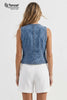 Tencel Acid Wash Denim Vest: Dark Blue / S