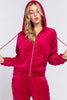 Long Sleeve Faux Fur Hoodie Jacket & Jogger Pants Set: Mgt-Magenta / S