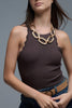 Ribbed Halter Top With Scalloped Finish in brown: BROWN / ONE