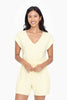 Brushed Hacci V-Neck Romper: LEMON