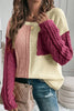 Gold Flame Colorblock Patched Pocket Drop Shoulder Sweater: Gold Flame / 65%Acrylic+35%Polyamide / L