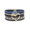 Bohemian Heart Rhinestone Magnetic Buckle Bracelet: Silver Gray-Silver / Alloy / ONE SIZE
