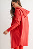 Open Front Longline Hoodie Cardigan: BLUSHED BRICK