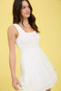 CLIPDOT BOW DETAIL SMOCKED SLEEVELESS MINI DRESS: WHITE