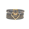 Bohemian Heart Rhinestone Magnetic Buckle Bracelet: Silver Gray-Silver / Alloy / ONE SIZE