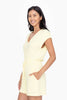Brushed Hacci V-Neck Romper: LEMON