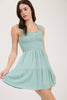 CLIPDOT BOW DETAIL SMOCKED SLEEVELESS MINI DRESS: WHITE