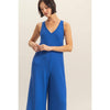 V-Neck Sleeveless Wide Leg Jumpsuit: COBALT