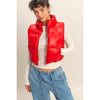 Faux Leather Cropped Puffer Vest