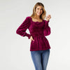 Lulu Pleated Velour Top - Wine / XS