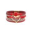 Bohemian Heart Rhinestone Magnetic Buckle Bracelet: Silver Gray-Silver / Alloy / ONE SIZE